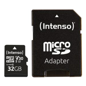 Tarjeta memoria micro sd intenso 32gb profesional v30 + adaptador sd