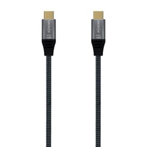 Cable USB 3.2 Tipo-C Aisens A107-0671 20GBPS 100W/ USB Tipo-C Macho - USB Tipo-C Macho/ Hasta 100W/ 20Gbps/ 1m/ Gris