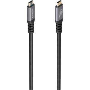 Cable USB 3.2 Tipo-C Aisens A107-0988/ USB Tipo-C Macho - USB Tipo-C Macho/ Hasta 100W/ 20Gbps/ 3m/ Negro
