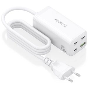 Cargador Sobremesa GaN Aisens ASCH-100W4P053-W/ 3xUSB Tipo-C/ 1xUSB/ 100W